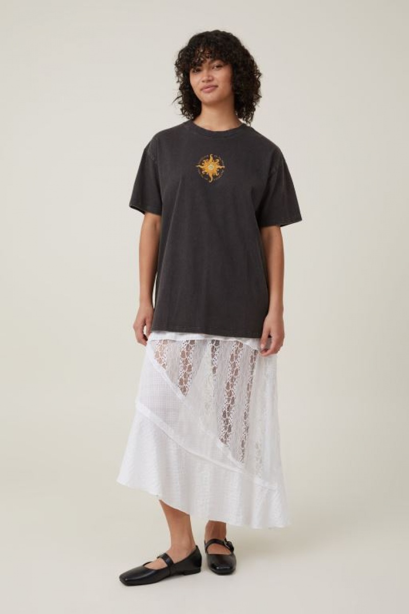 Camisetas Estampadas Cotton On The Oversized Estampadas Mujer Negras | OfSwqYtJOT2