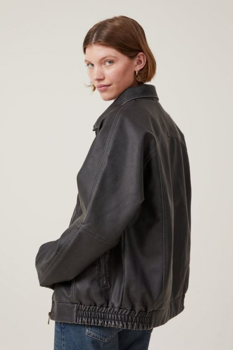 Chaquetas Cotton On Faux Cuero Bomber Mujer Negras | vUxsHThQY3j