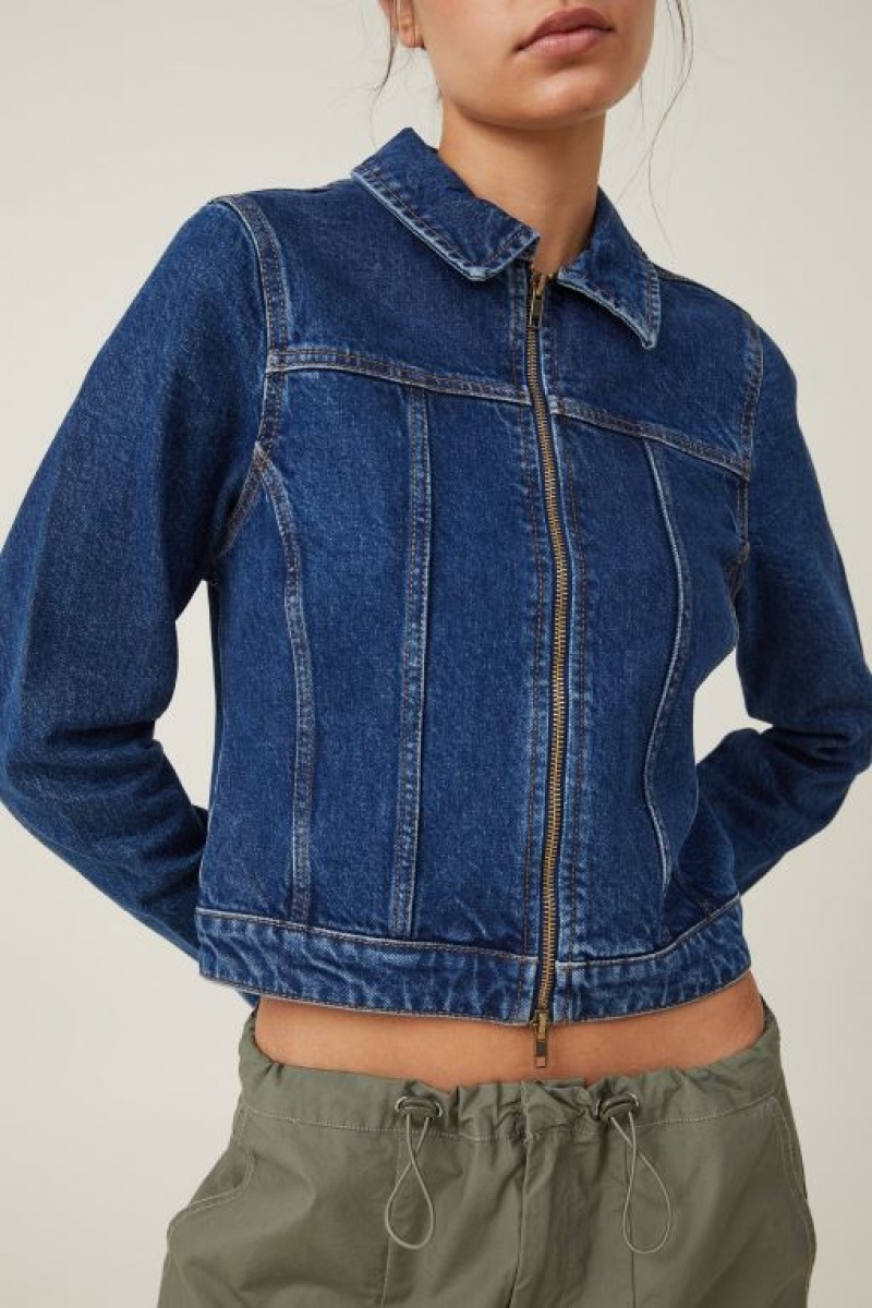 Chaquetas Cotton On Fitted Zip Denim Mujer Azules | cgBQuNyKR6s