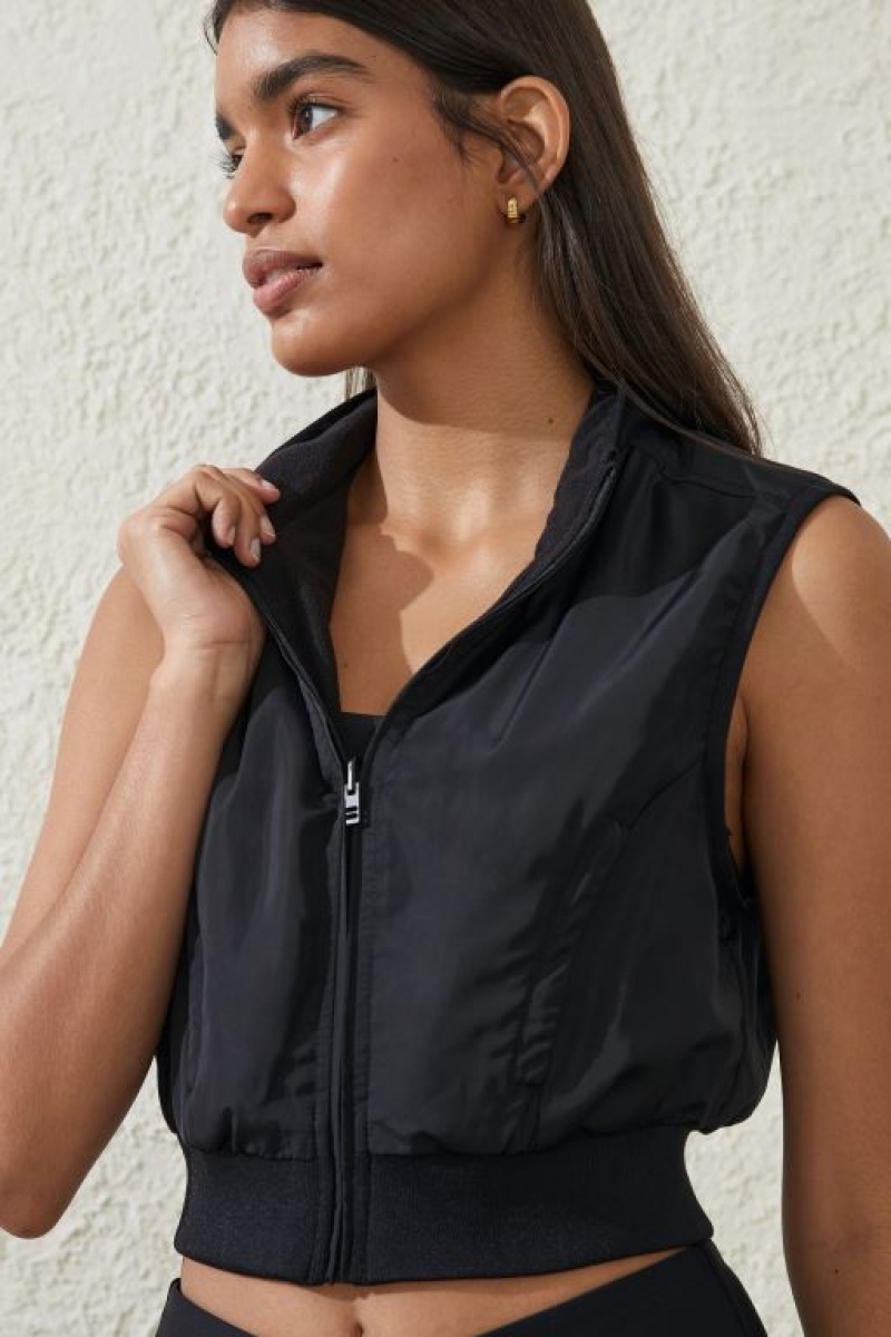 Chaquetas Cotton On Reversible Ligeros Cropped Vest Mujer Negras | 2WM1r8x4Czz