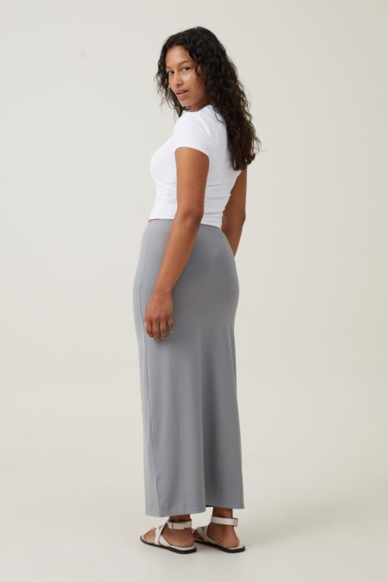 Falda Cotton On Ava Slip Maxi Mujer Gris | 3SbiKFqj8za