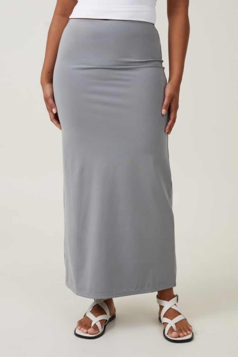 Falda Cotton On Ava Slip Maxi Mujer Gris | 3SbiKFqj8za