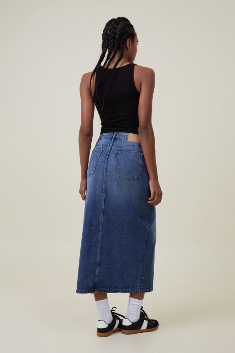 Falda Cotton On Bailey Denim Maxi Mujer Azules | HsUni19PU6h