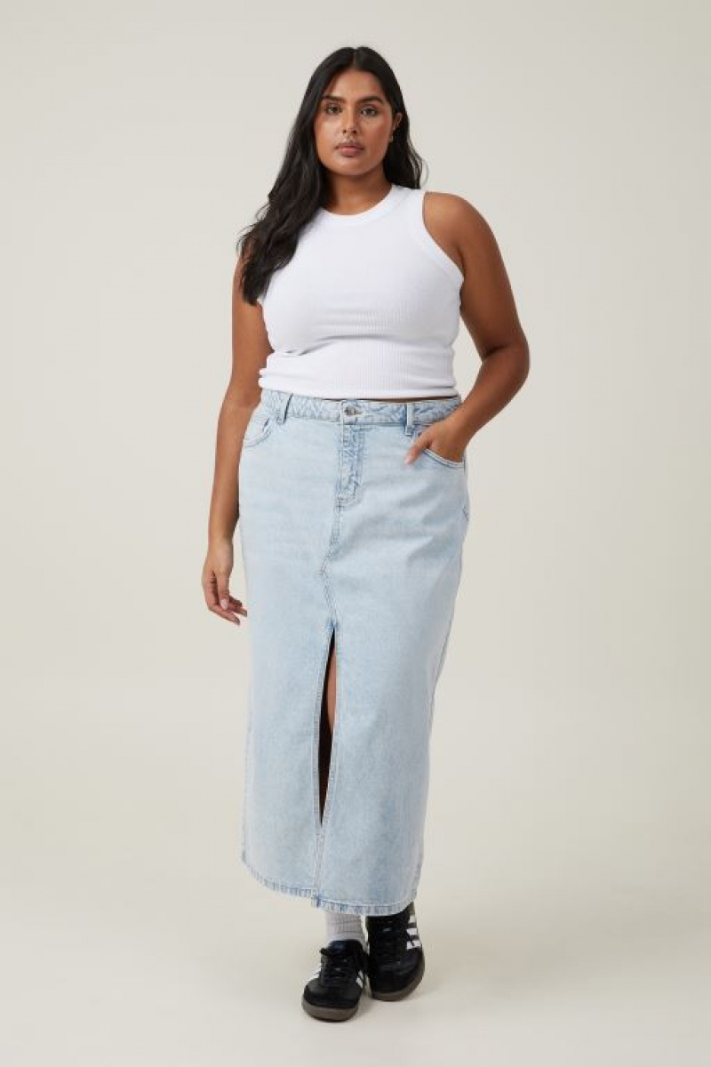 Falda Cotton On Bailey Denim Maxi Mujer Azules | c7Q07YxeFyU