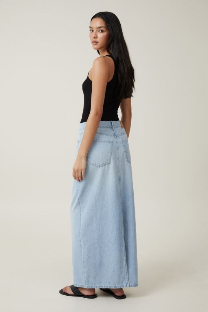 Falda Cotton On Blake Denim Maxi Mujer Azules | 4geHYBrtPq6