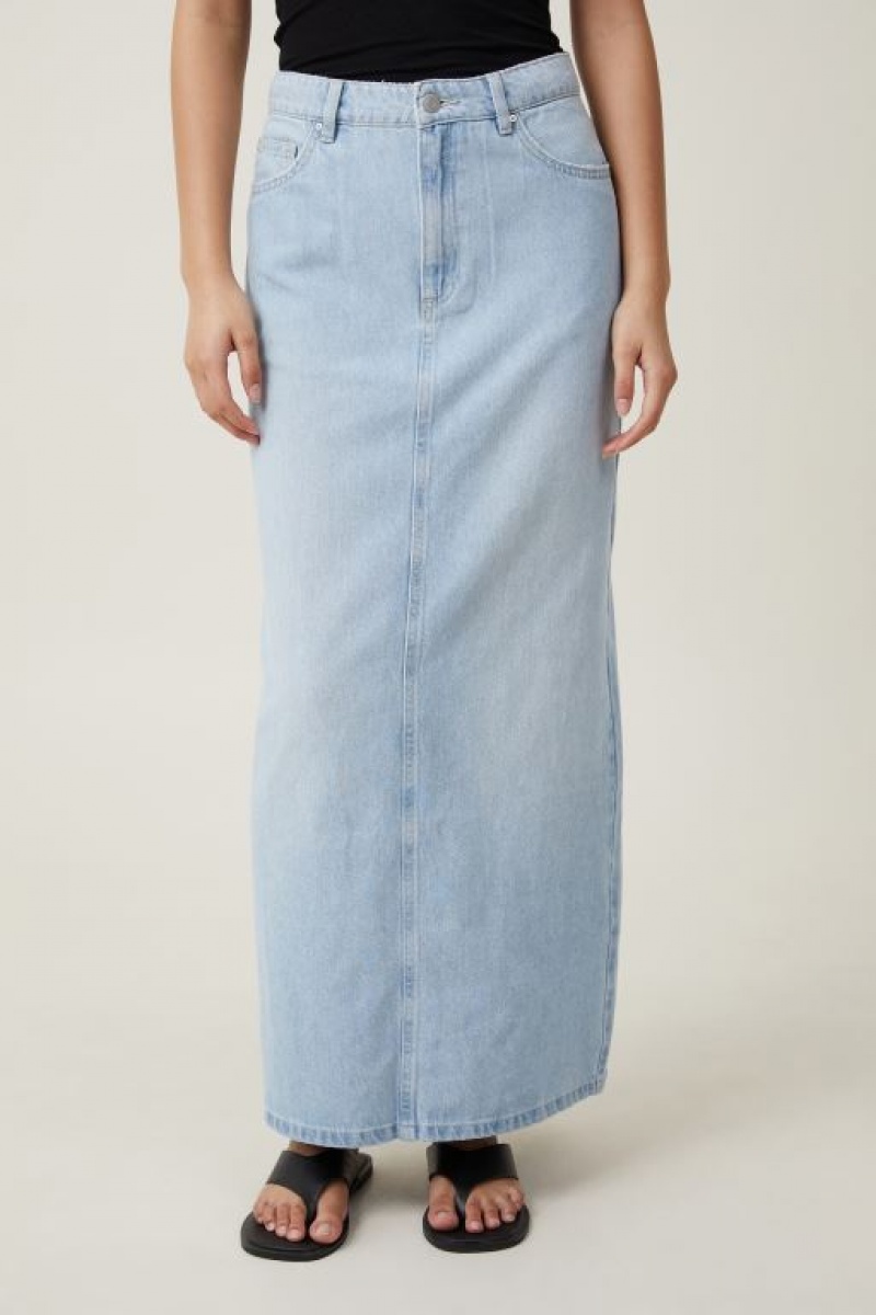 Falda Cotton On Blake Denim Maxi Mujer Azules | 4geHYBrtPq6