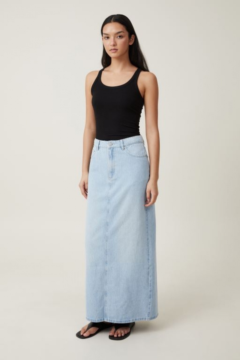 Falda Cotton On Blake Denim Maxi Mujer Azules | 4geHYBrtPq6