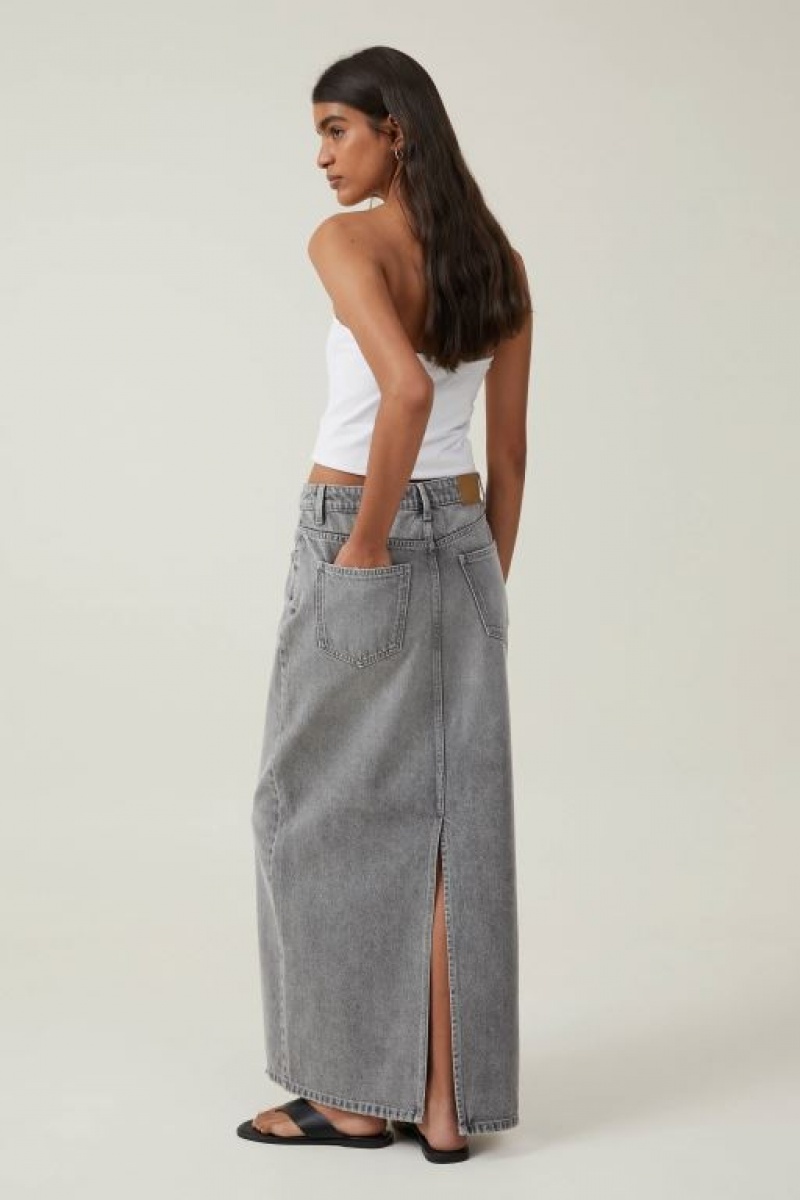 Falda Cotton On Blake Denim Maxi Mujer Gris | GrzCytYynmf