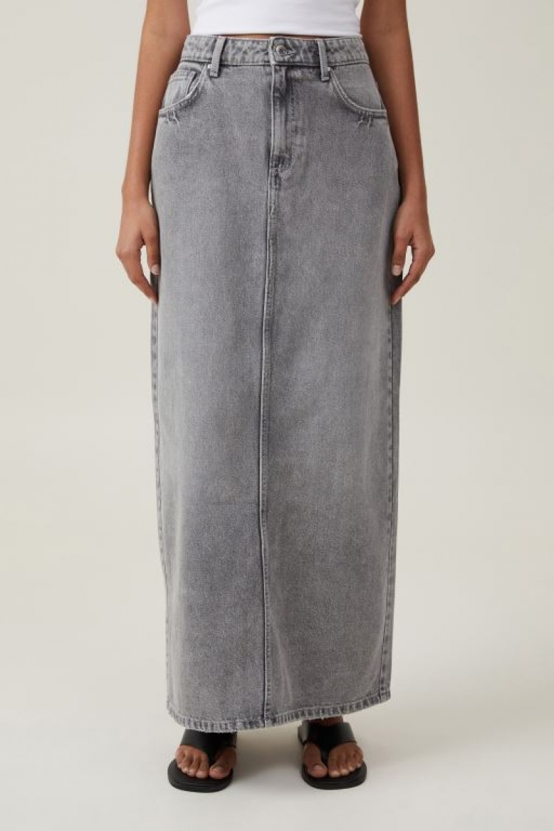 Falda Cotton On Blake Denim Maxi Mujer Gris | GrzCytYynmf