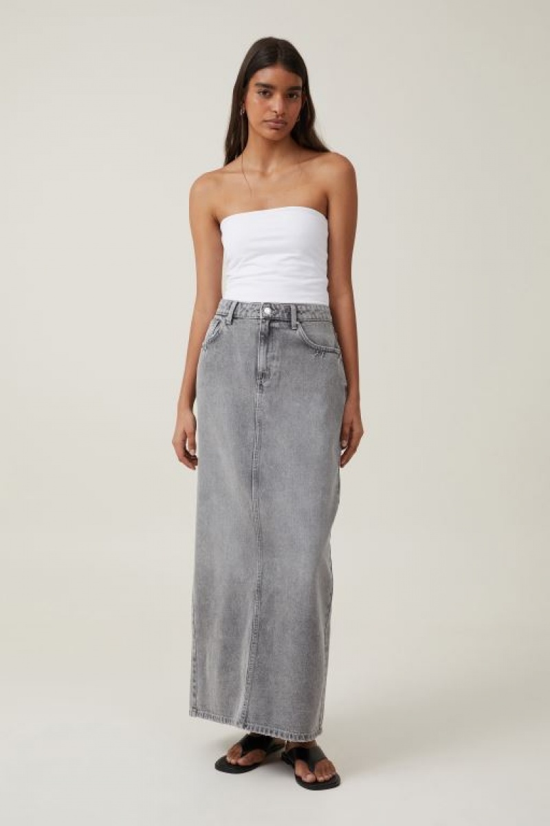 Falda Cotton On Blake Denim Maxi Mujer Gris | GrzCytYynmf