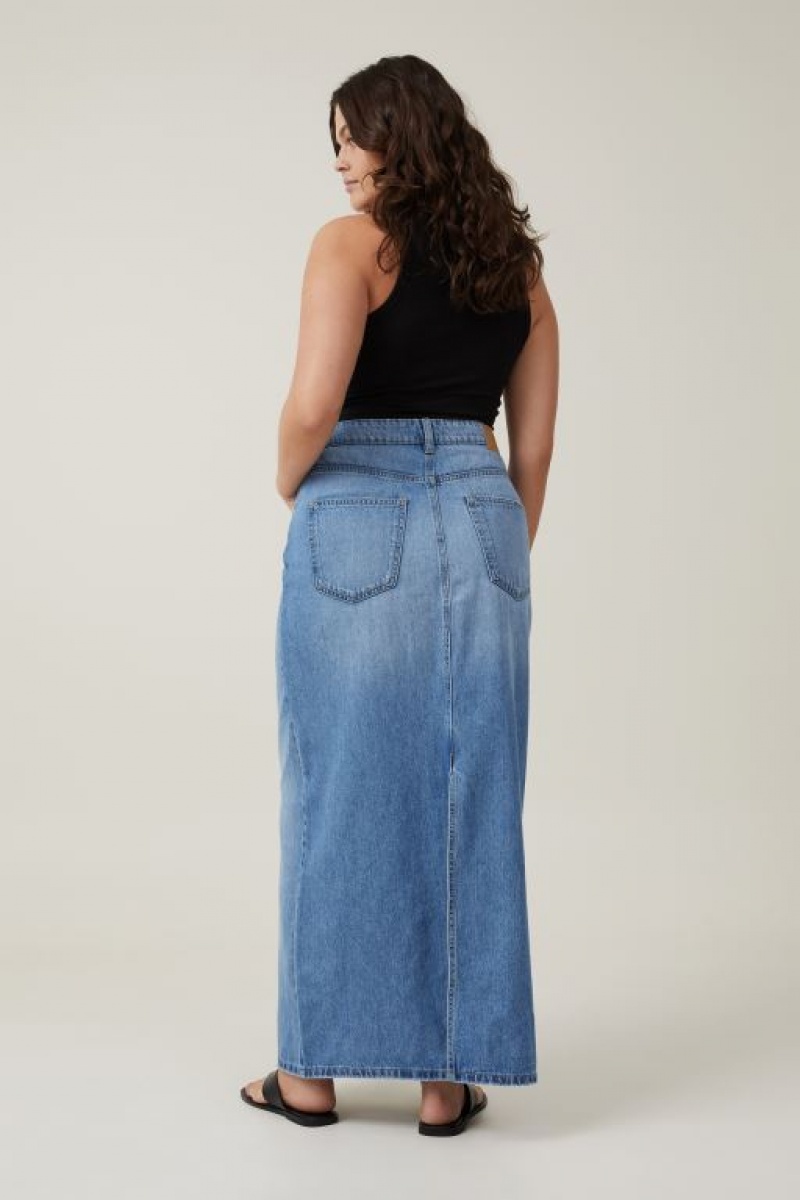 Falda Cotton On Blake Denim Maxi Mujer Turquesa Azules | o41jG3Tz97M