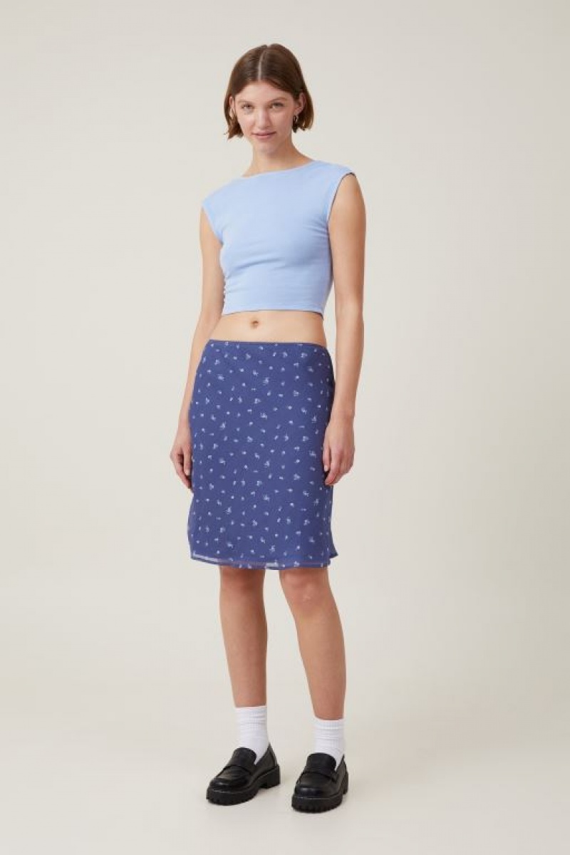 Falda Cotton On Chiffon Slip Mujer Azul Marino | PBRJkvl5wzi