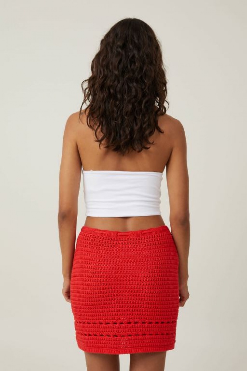 Falda Cotton On Crochet Knit Mini Mujer Rojas | qNlsJZjbGX1