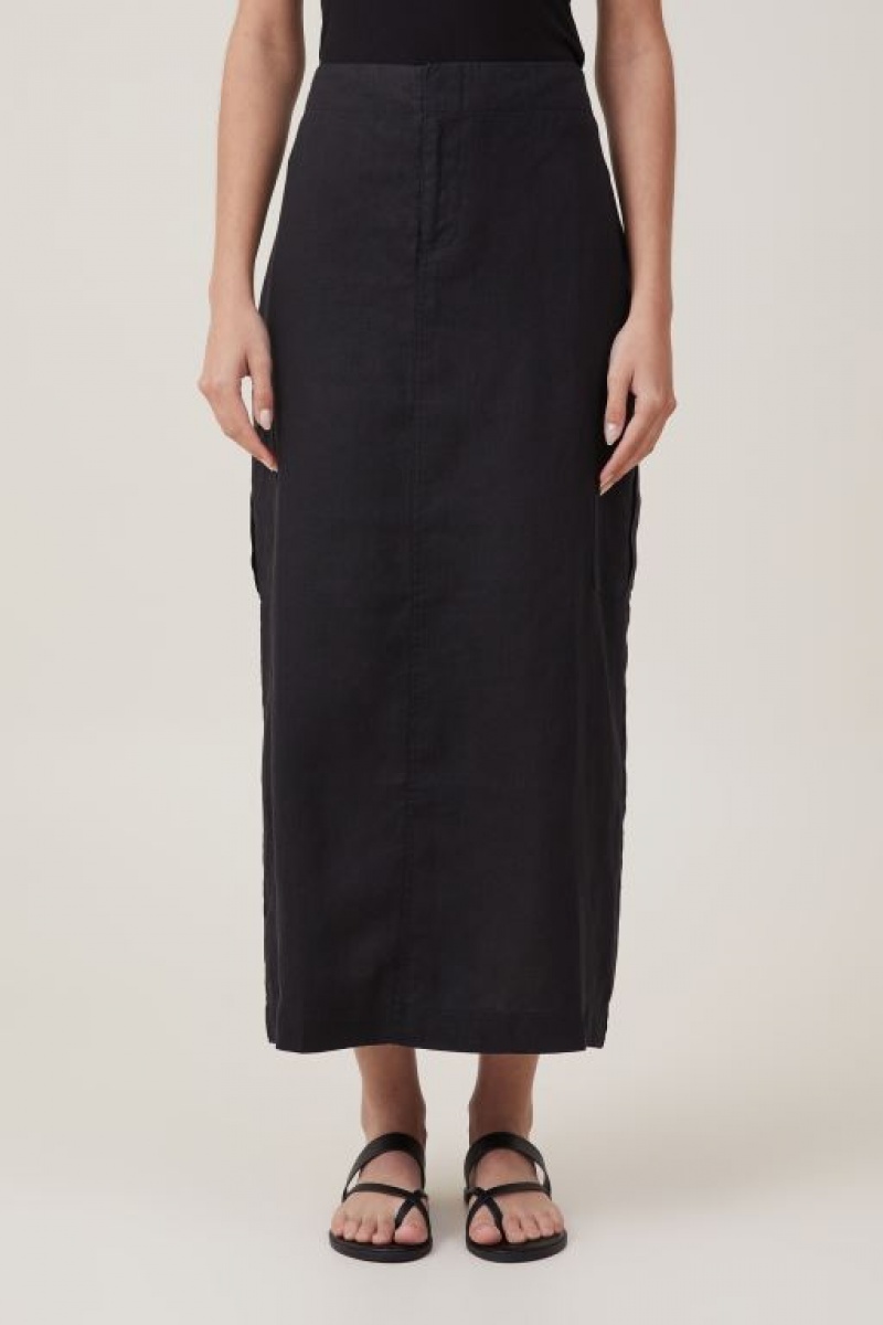 Falda Cotton On Frankie Utility Linen Mujer Negras | JZNBdtsG2dM