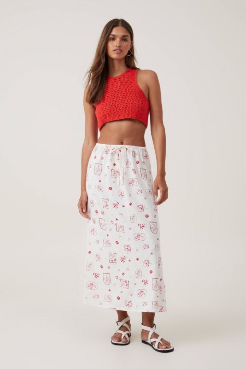 Falda Cotton On Haven Maxi Slip Mujer Blancas Rojas | vraTOXi1S0I