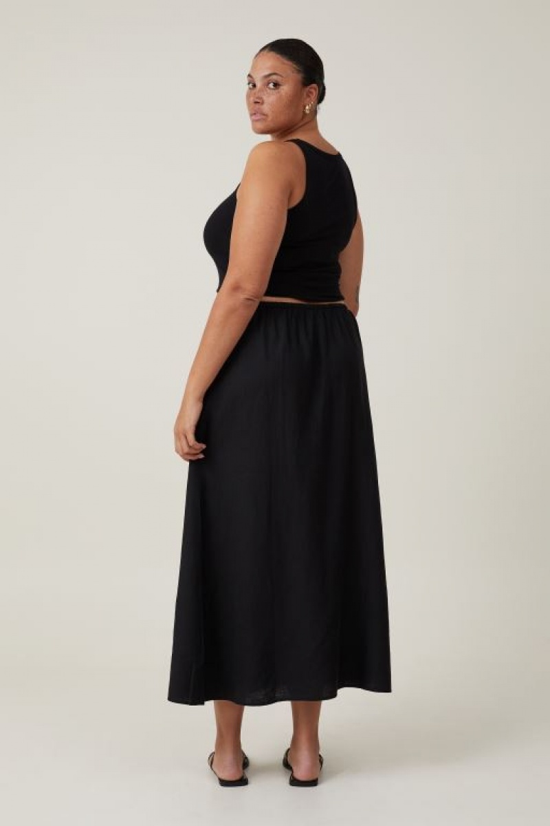 Falda Cotton On Haven Maxi Slip Mujer Negras | I34IgkcpSKy