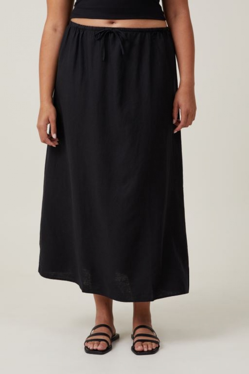 Falda Cotton On Haven Maxi Slip Mujer Negras | I34IgkcpSKy