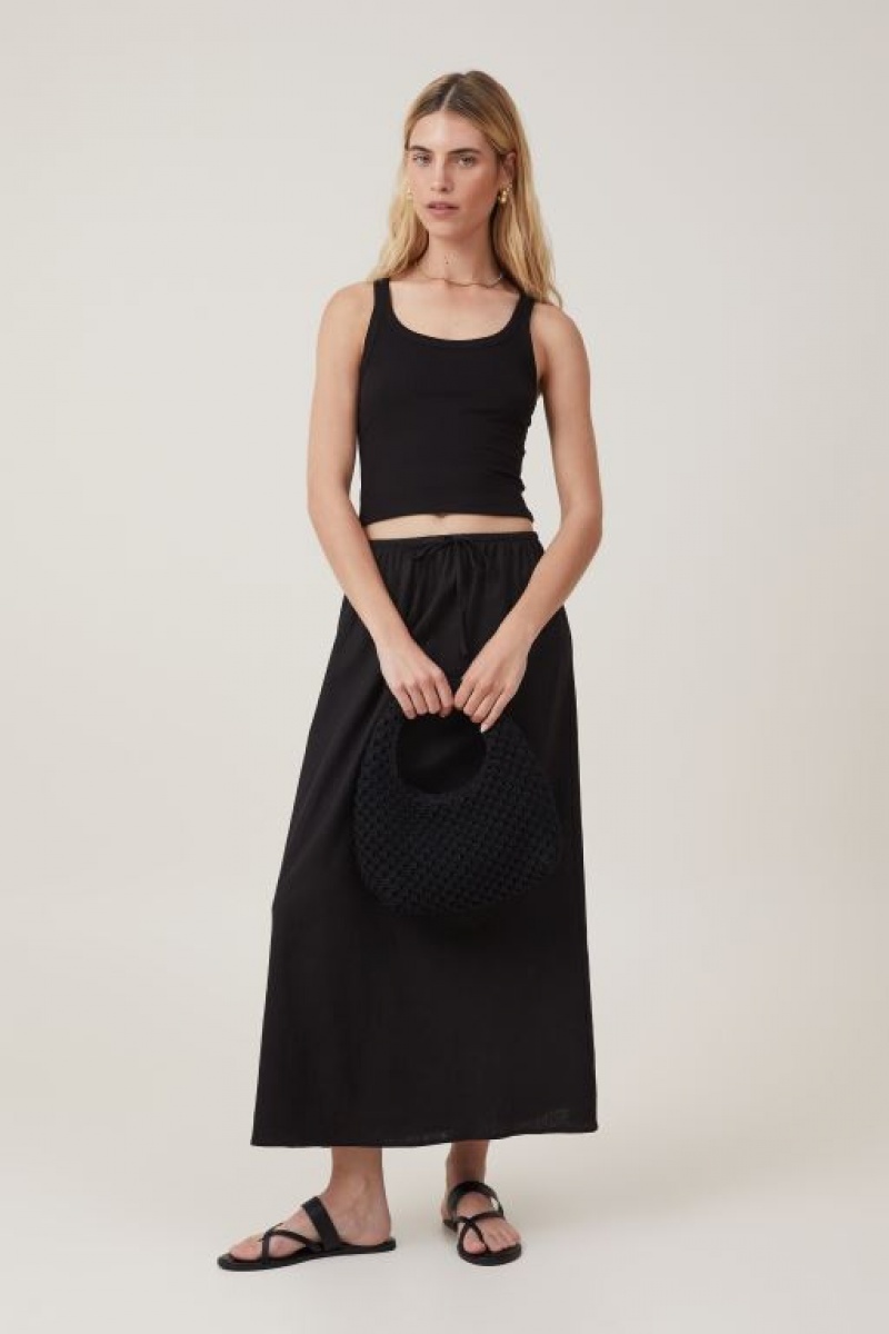 Falda Cotton On Haven Maxi Slip Mujer Negras | I34IgkcpSKy