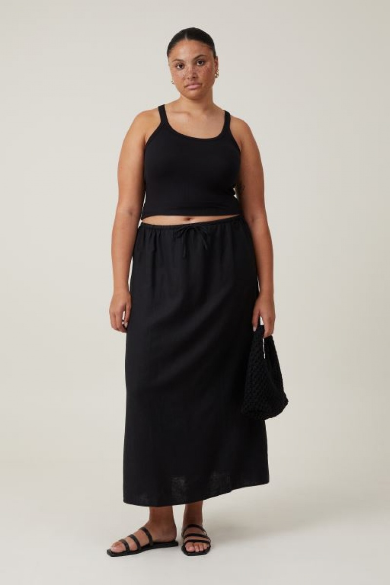 Falda Cotton On Haven Maxi Slip Mujer Negras | I34IgkcpSKy