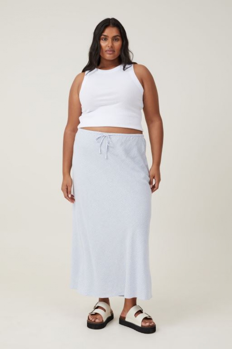 Falda Cotton On Haven Maxi Slip Mujer Rayadas Azules | jzneuF6ycQv