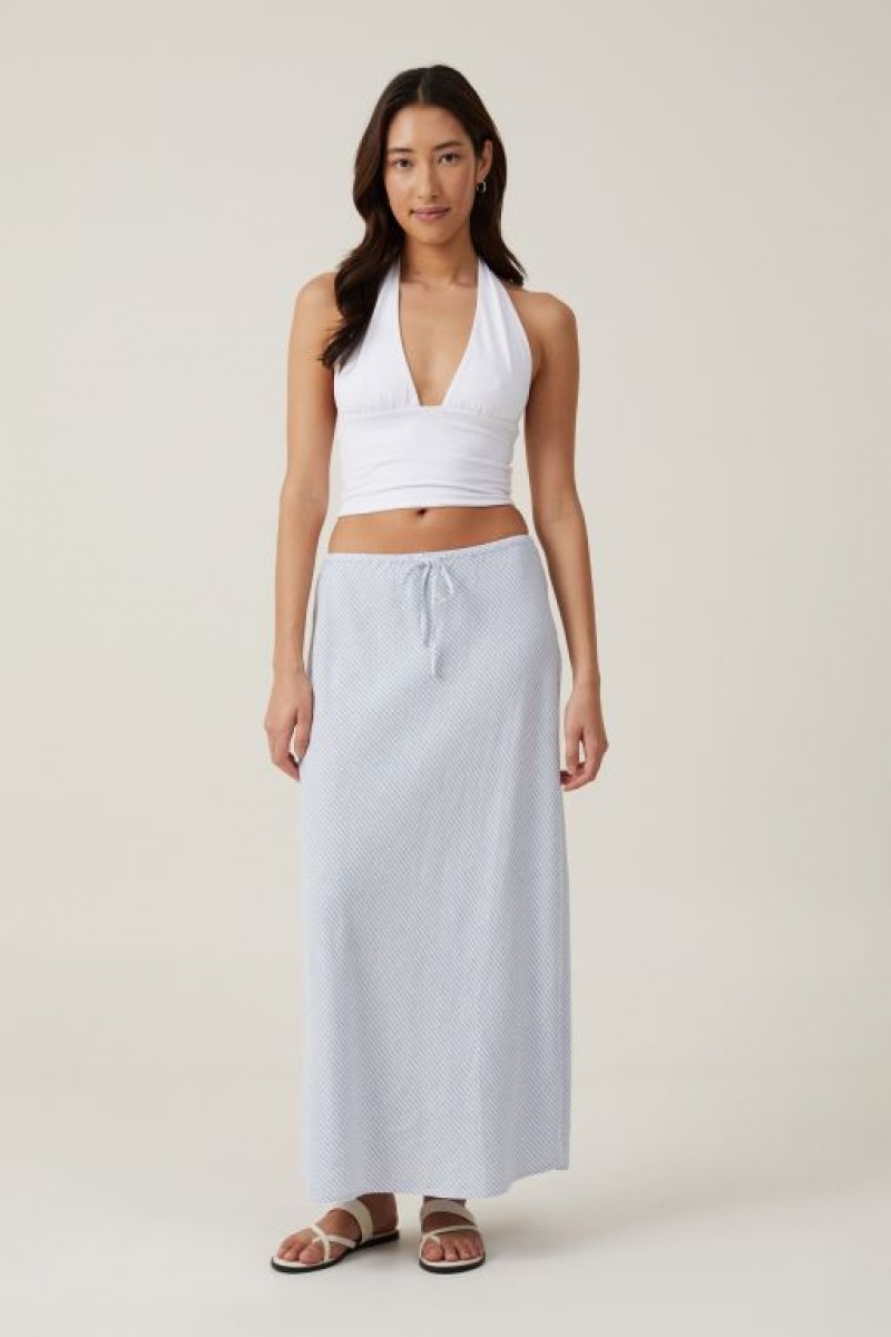 Falda Cotton On Haven Maxi Slip Mujer Rayadas Azules | jzneuF6ycQv