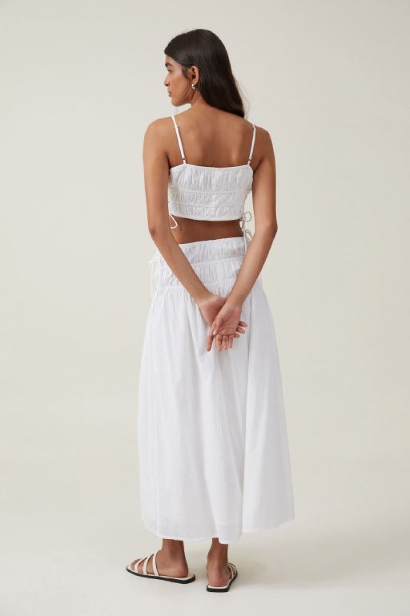 Falda Cotton On Lucy Shirred Maxi Mujer Blancas | amSmxp4AEkg