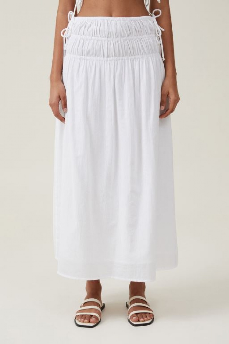 Falda Cotton On Lucy Shirred Maxi Mujer Blancas | amSmxp4AEkg