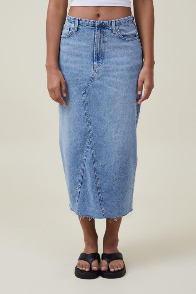 Falda Cotton On Maxi Denim Mujer Azules | RjNfYmnyz15