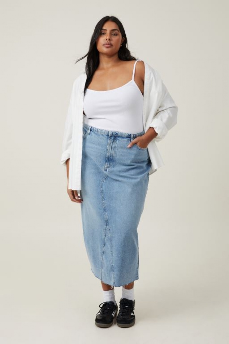 Falda Cotton On Maxi Denim Mujer Azules | RjNfYmnyz15