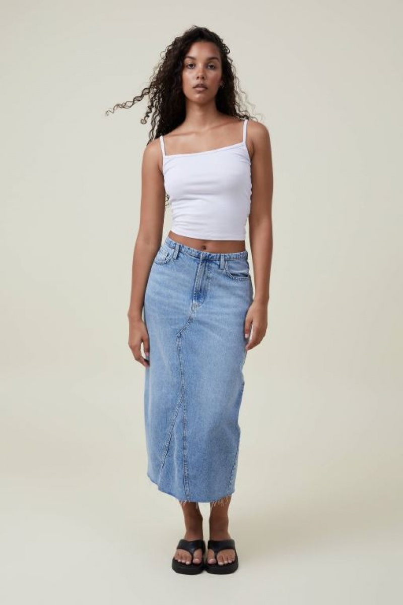 Falda Cotton On Maxi Denim Mujer Azules | RjNfYmnyz15