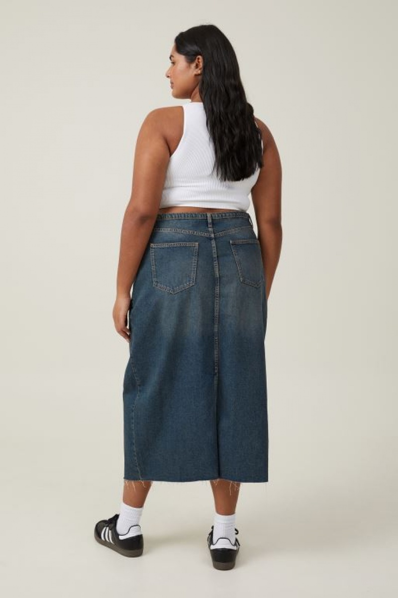 Falda Cotton On Maxi Denim Mujer Azules | 7INJ6Wz0H3l