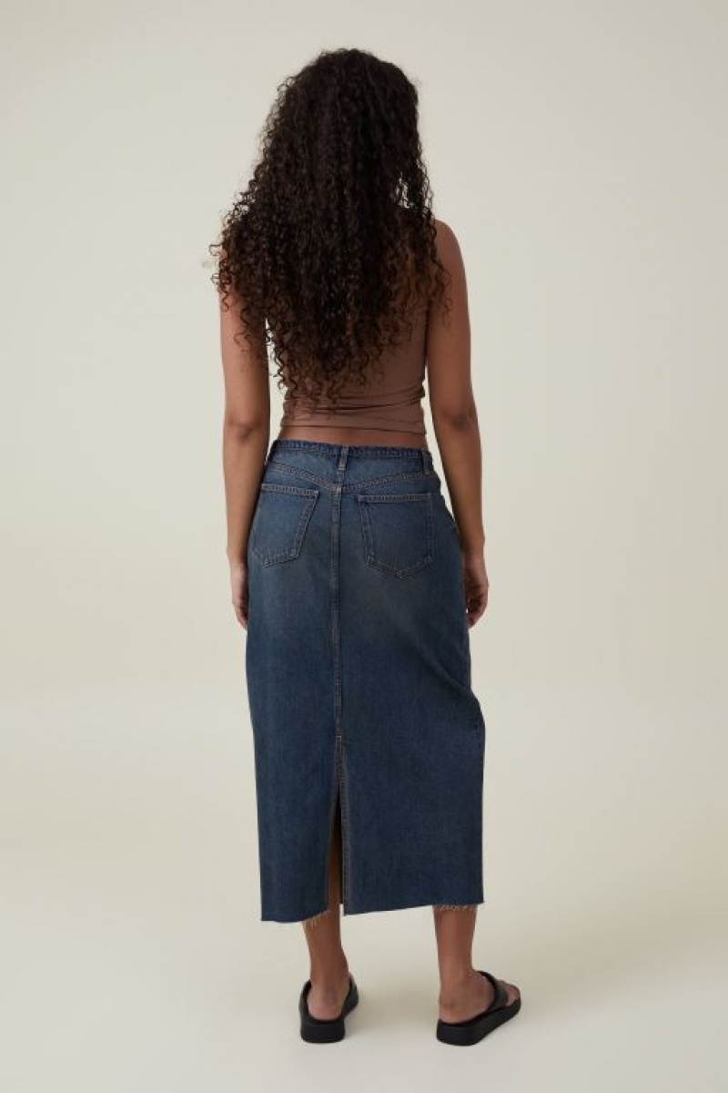 Falda Cotton On Maxi Denim Mujer Azules | 7INJ6Wz0H3l