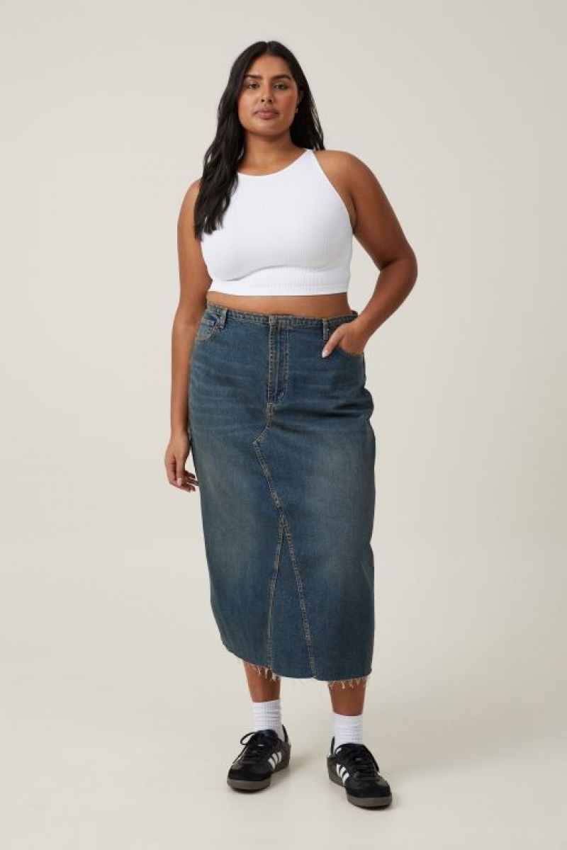 Falda Cotton On Maxi Denim Mujer Azules | 7INJ6Wz0H3l