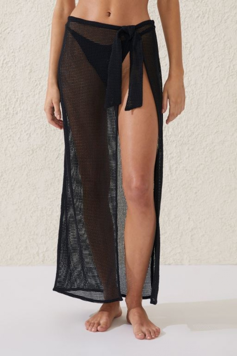 Falda Cotton On Open Mesh Beach Sarong Wrap Mujer Negras | yBOg9tQi59X