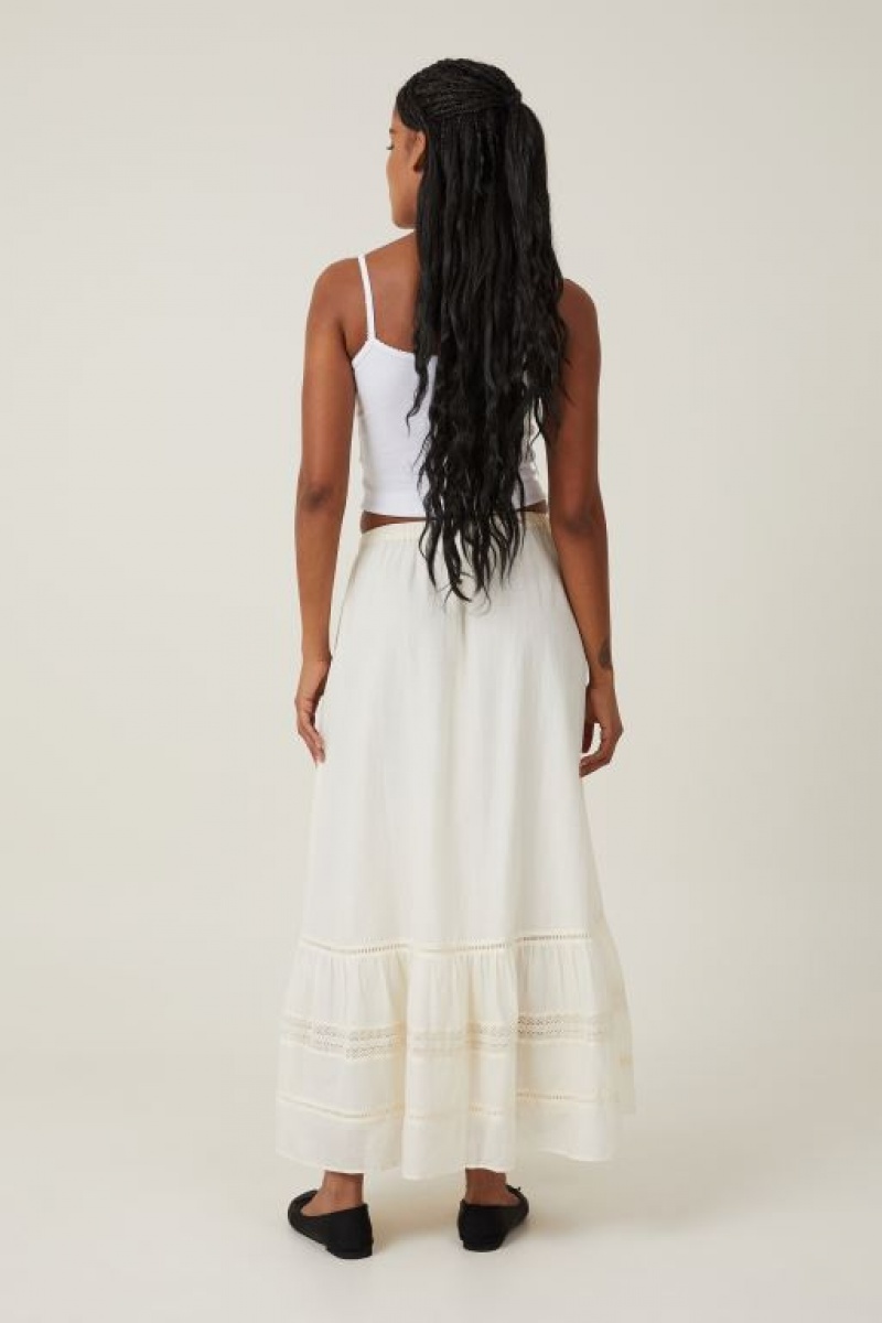 Falda Cotton On Rylee Encaje Maxi Mujer Creme | yLxSZ45U957