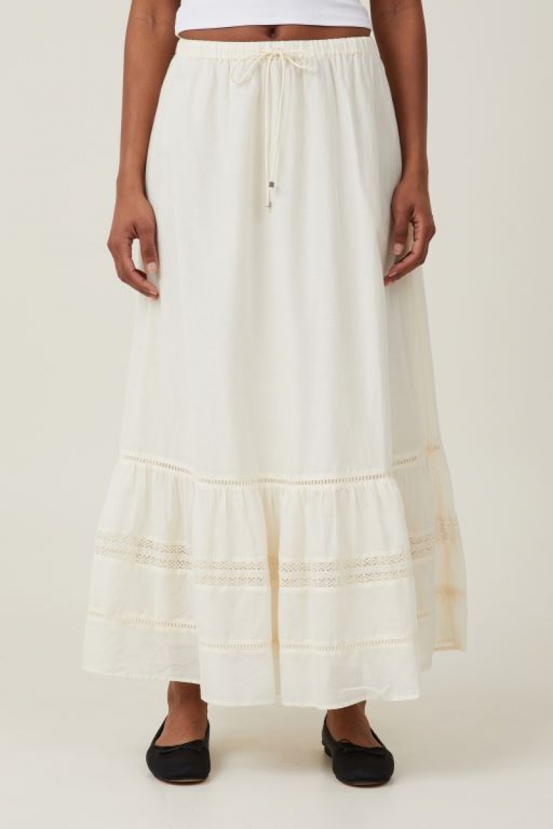 Falda Cotton On Rylee Encaje Maxi Mujer Creme | yLxSZ45U957