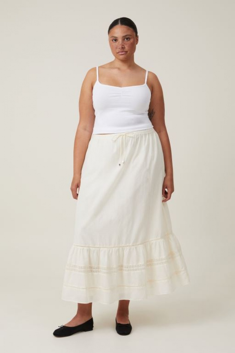 Falda Cotton On Rylee Encaje Maxi Mujer Creme | yLxSZ45U957