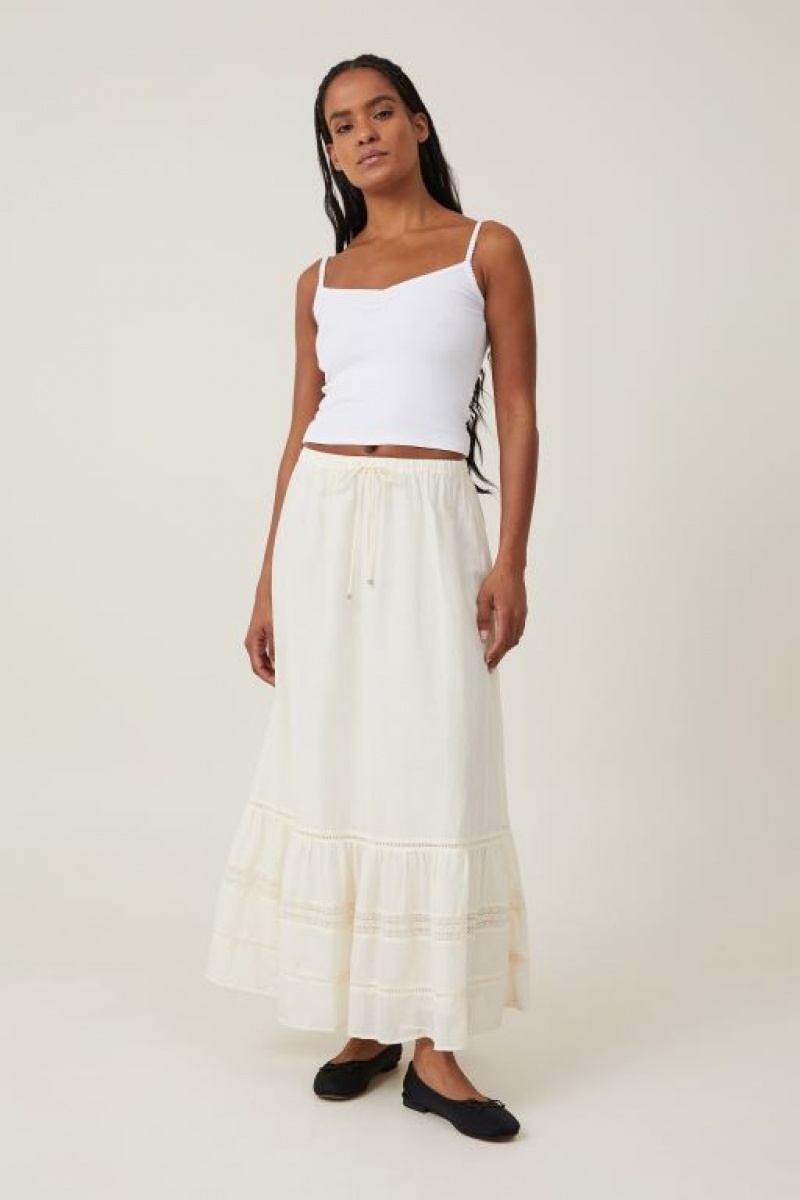 Falda Cotton On Rylee Encaje Maxi Mujer Creme | yLxSZ45U957