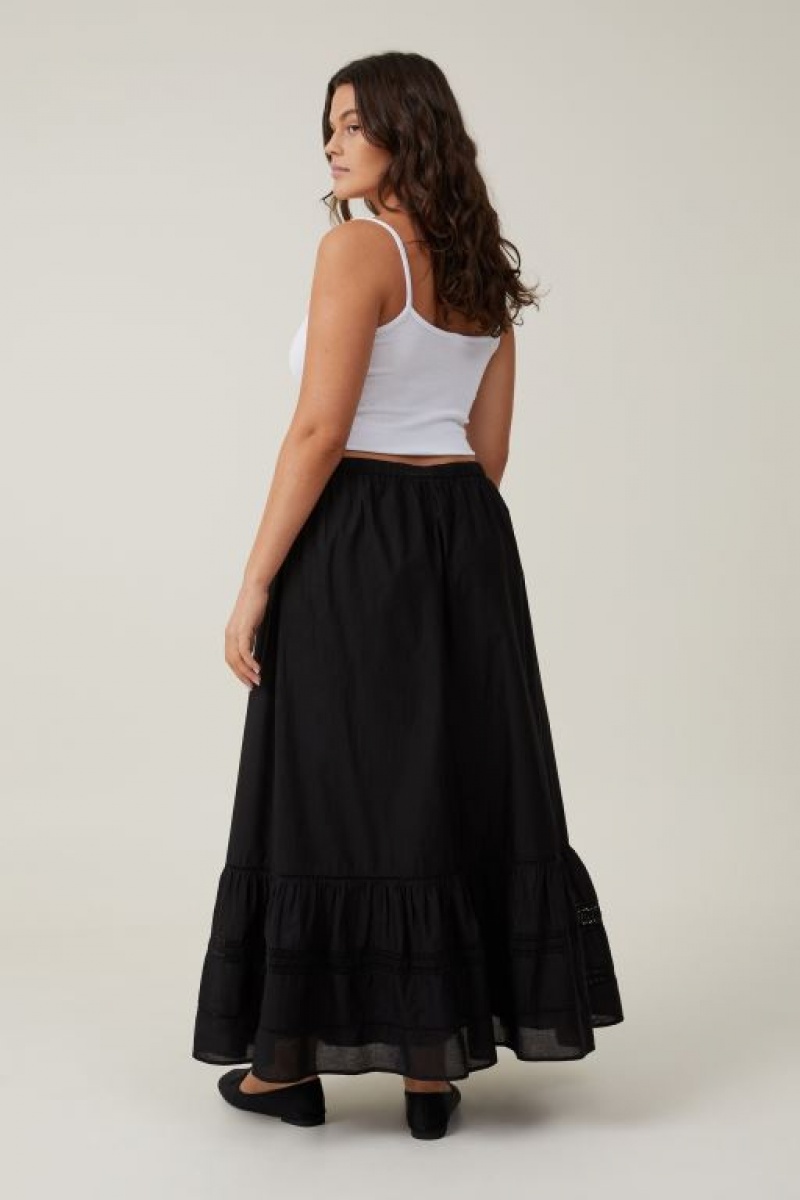 Falda Cotton On Rylee Encaje Maxi Mujer Negras | UJ4Hp60XCir