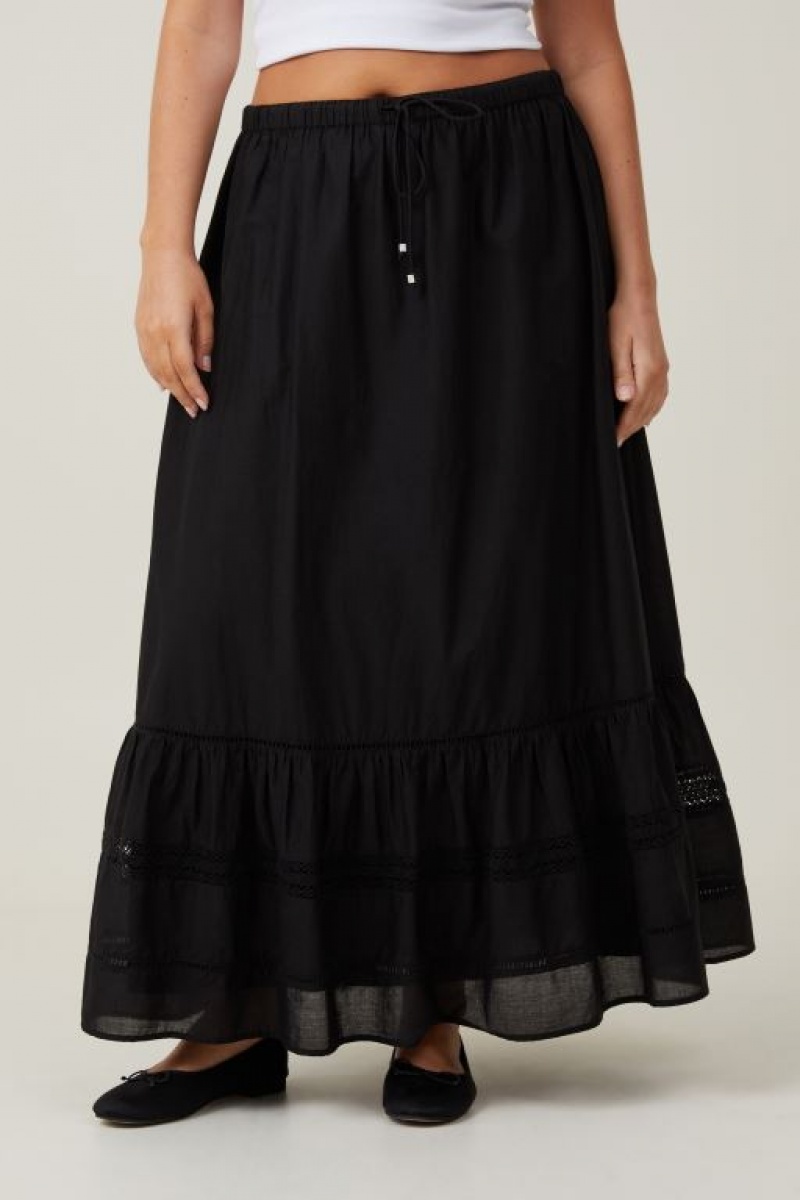 Falda Cotton On Rylee Encaje Maxi Mujer Negras | UJ4Hp60XCir