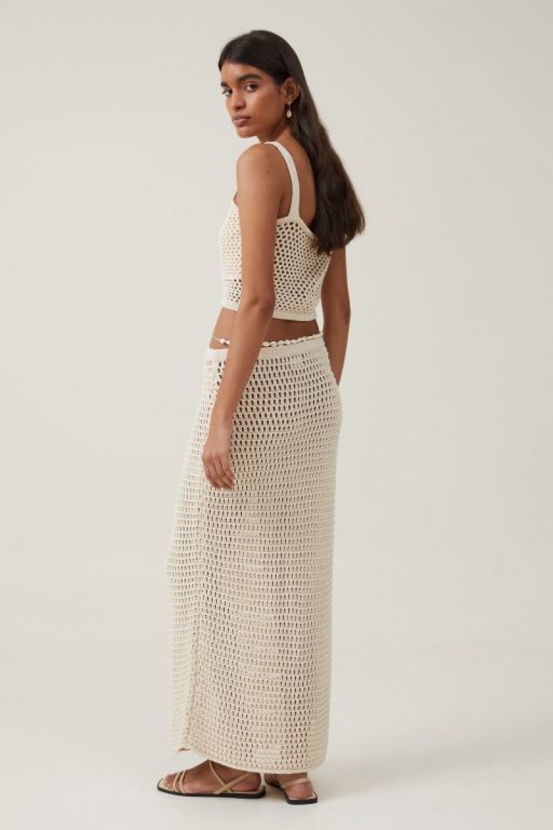 Falda Cotton On Silvy Crochet Maxi Mujer Ecru | qjL0N0lZEAq