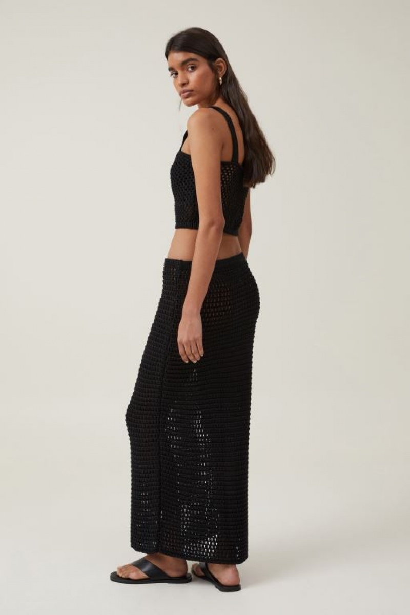 Falda Cotton On Silvy Crochet Maxi Mujer Negras | pYViBxI0041