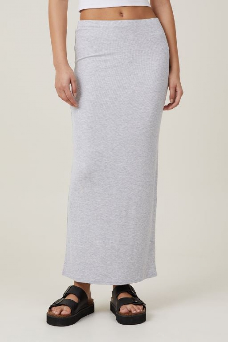 Falda Cotton On Staple Rib Maxi Mujer Gris | aMxi6xFDv1f