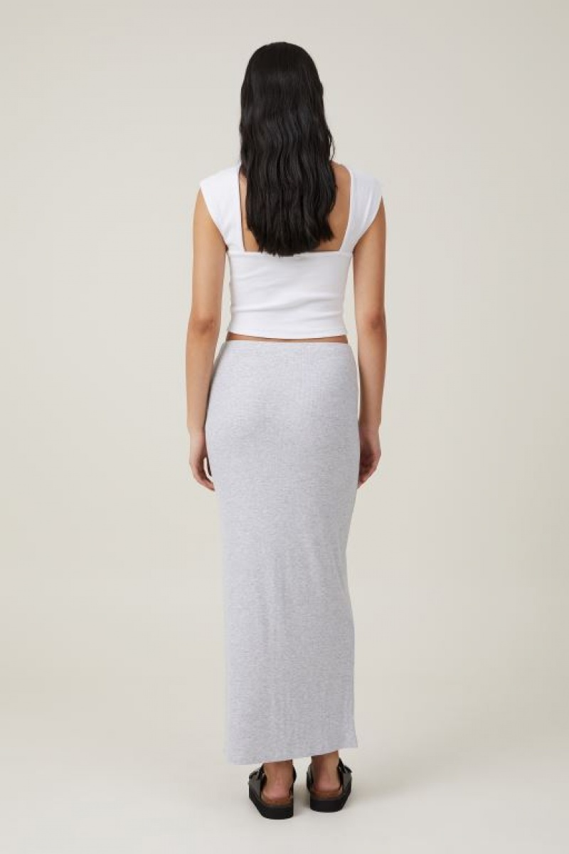 Falda Cotton On Staple Rib Maxi Mujer Gris | aMxi6xFDv1f