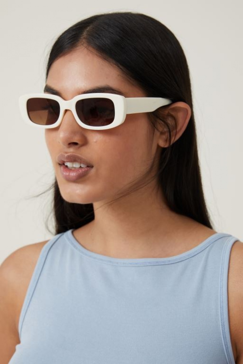 Gafas de Sol Cotton On Abby Rectangle Mujer Blancas | tjrFziJgkCs