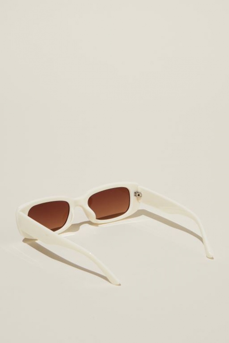 Gafas de Sol Cotton On Abby Rectangle Mujer Blancas | tjrFziJgkCs