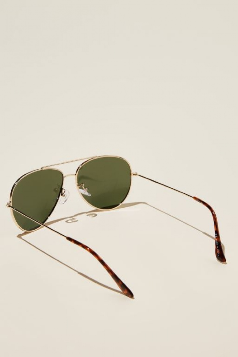 Gafas de Sol Cotton On Marshall Polarized Hombre Doradas Verde | UUbUSsN5wa6