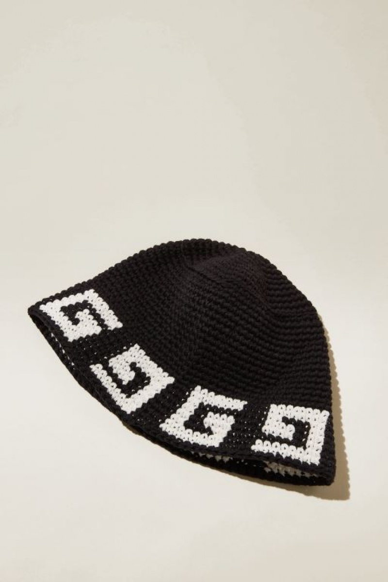 Gorras Cotton On Crochet Bucket Hombre Negras Blancas | dyMVYGV8xcN