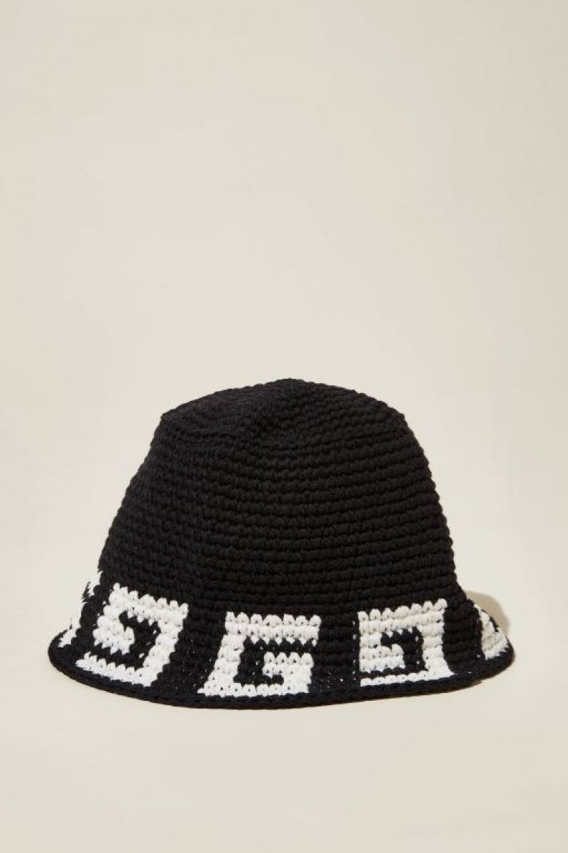 Gorras Cotton On Crochet Bucket Hombre Negras Blancas | dyMVYGV8xcN