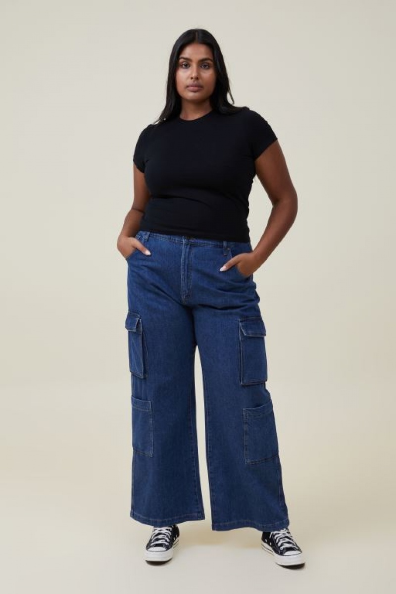 Jeans Cotton On Cargo Anchos Leg Mujer Azules | nFV8ZGuKhrE